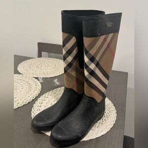 Burberry rain boots.